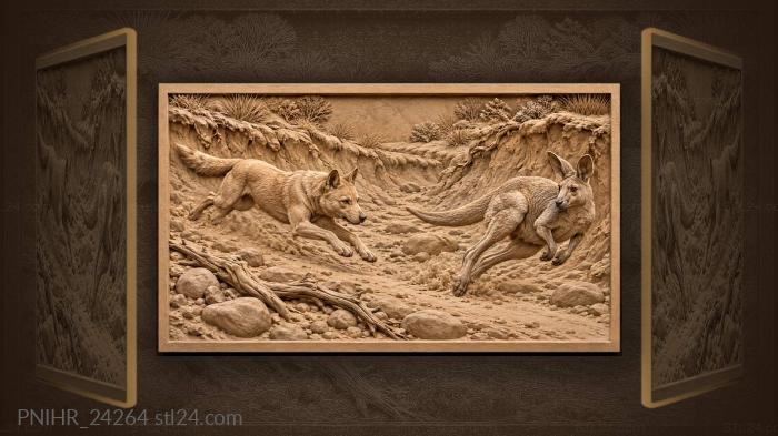 Dingo runs down wallaby along watercourse 3d STL model