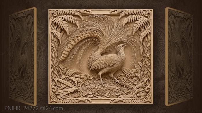 Lyrebird display on forest mound 3d STL model