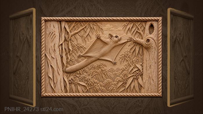 Sugar glider sails between two trunks 3d STL model