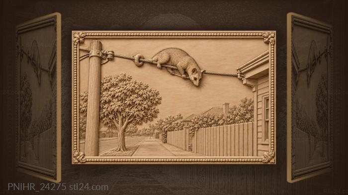 Possum crosses a power line overhead 3d STL model