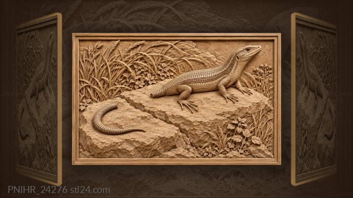 Skink sunning on warm stone 3d STL model