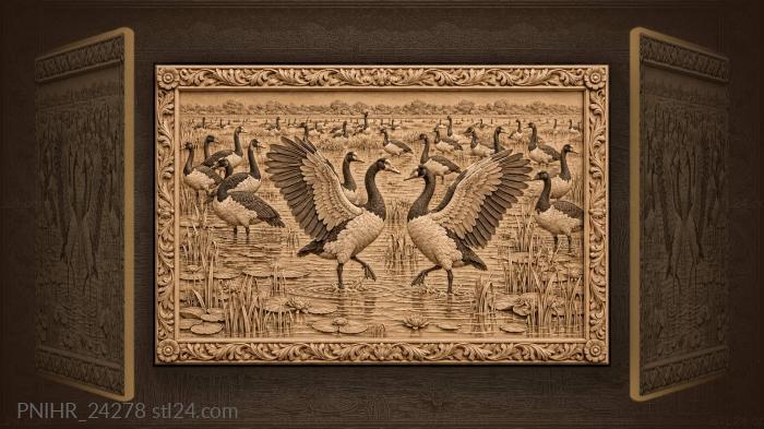 Geese gathering on flooded wetlands 3d STL model