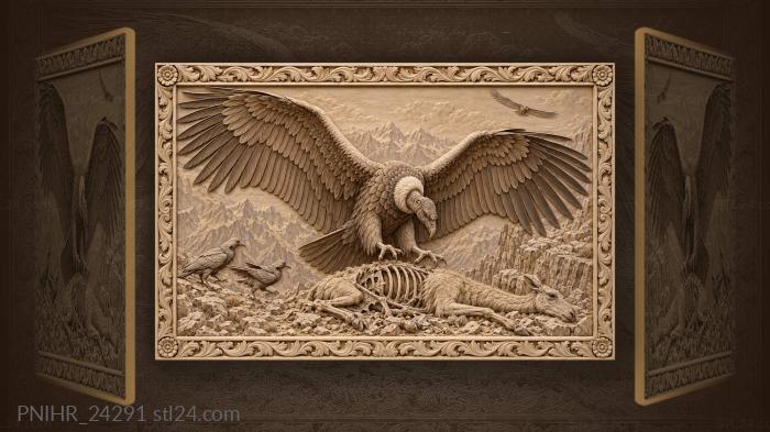 Winged hunter lands beside exposed ribs 3d STL model