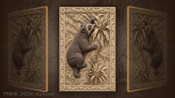 Spectacled bear climbing for a bromeliad 3d STL model