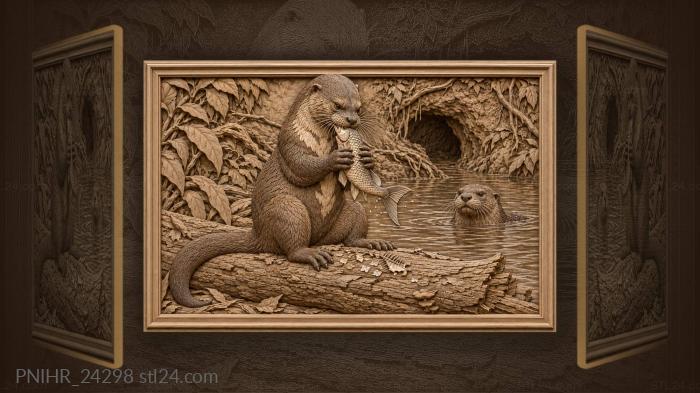 Otter feast by the riverbank 3d STL model