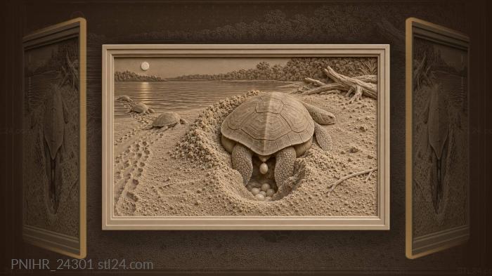 Turtle drops eggs into sand chamber 3d STL model