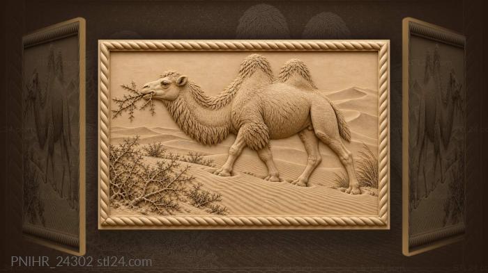Bactrian camel walks along dune crest 3d STL model