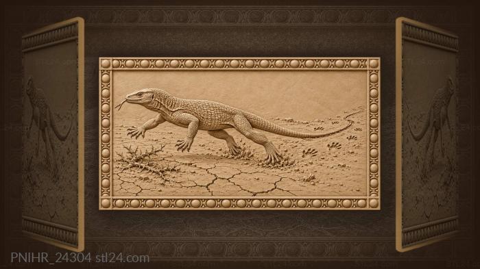 Desert monitor sprints over baked crust 3d STL model