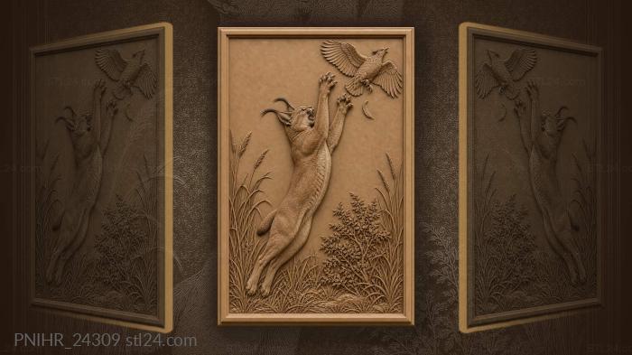 Caracal springing after flushed bird 3d STL model