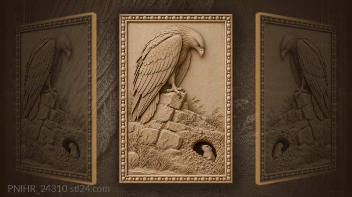 Imperial eagle perches on burial stones 3d STL model