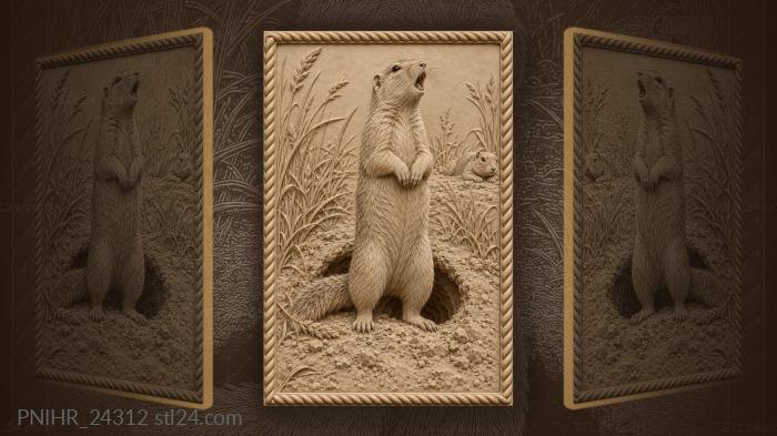 Ground squirrel whistles at burrow mouth 3d STL model