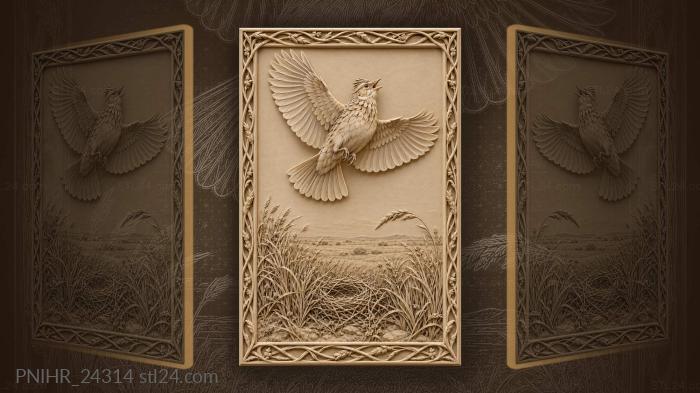 Lark flutters high above dry grasses 3d STL model