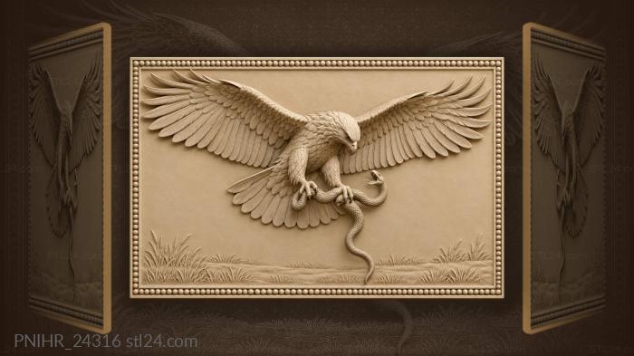 Snake eagle carries ratsnake in flight 3d STL model