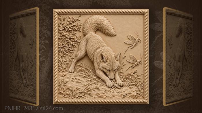 Fox hunt among summer grass 3d STL model