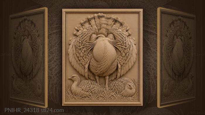 Bustard display with steppe grass 3d STL model