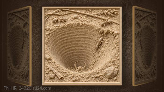Antlion trap with struggling prey 3d STL model