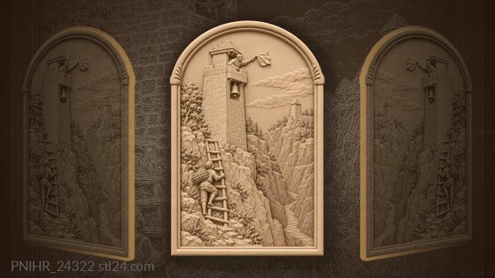 Mountain watchtower distant signal fire 3d STL model