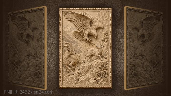 Golden eagle hunting ibex kid 3d STL model