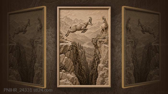 Chamois leaps across a rock fissure 3d STL model