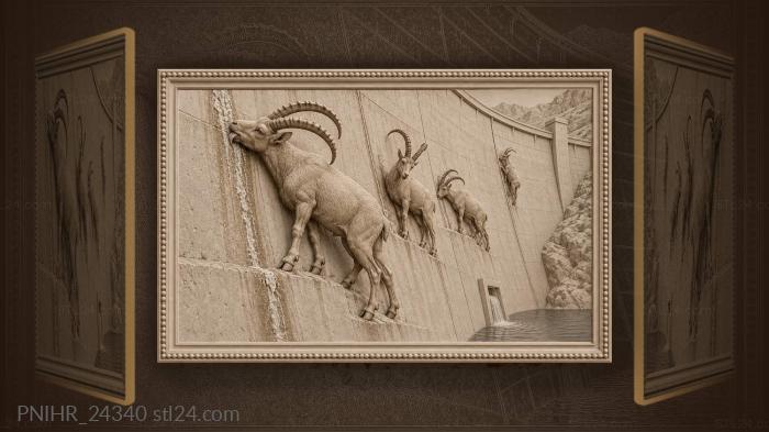 Ibex seeking salt on dam wall 3d STL model