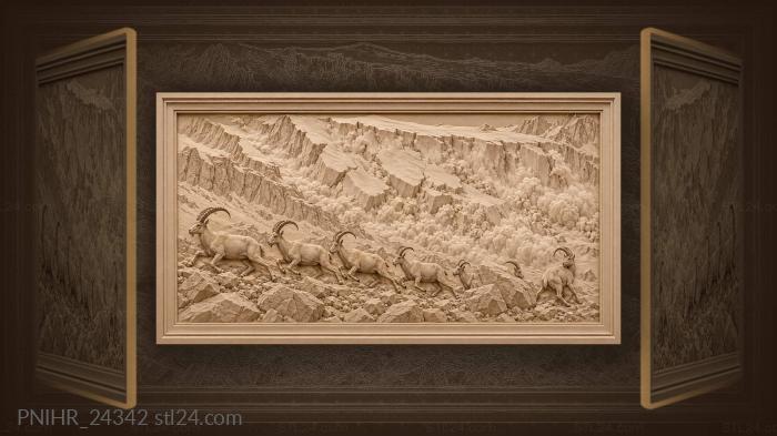 Mountain avalanche and running ibex 3d STL model
