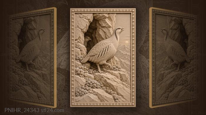 Snowcock steps from cleft at dawn 3d STL model