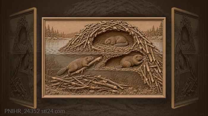 Underwater beavers patch their lodge entrance 3d STL model