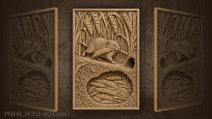 Vole drags grain toward its burrow store 3d STL model