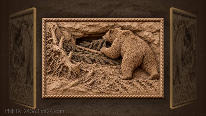 Bear protecting cozy winter den 3d STL model