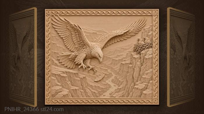 Eagle banking over a gorge past its nest 3d STL model