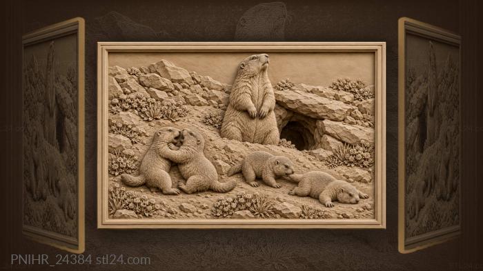 Marmot pups tumble on burrow apron 3d STL model