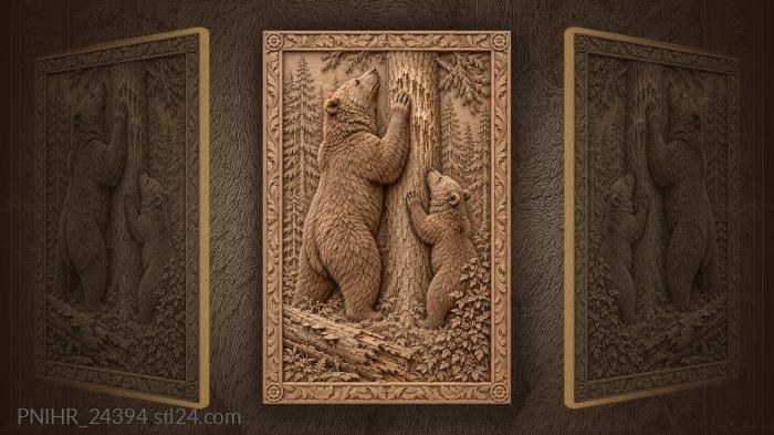 Bears marking ancient forest tree 3d STL model