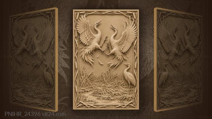 Fighting cranes marshland drama 3d STL model