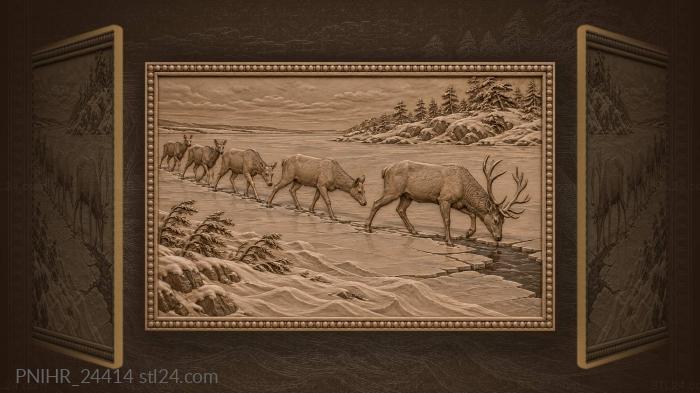 Deer file across the frozen strait 3d STL model