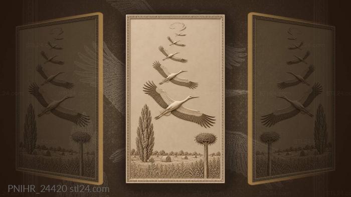 Storks soaring above summer meadow 3d STL model