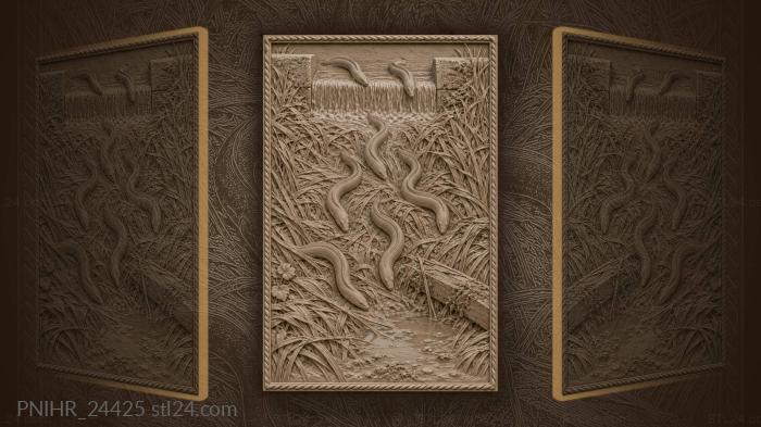 Eels thread their way between reeds 3d STL model