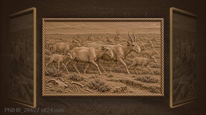 Saiga migration across the steppe 3d STL model