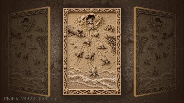 Turtle hatchlings race to ocean waves 3d STL model
