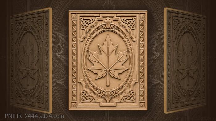 Maple leaf in ornate oval 3d STL model