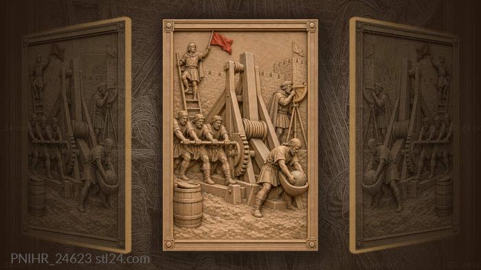 Medieval trebuchet preparing for battle 3d STL model
