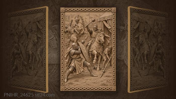 Knight defends against rearing horseman 3d STL model