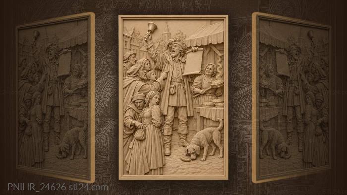 Fair announcement bustling town life 3d STL model