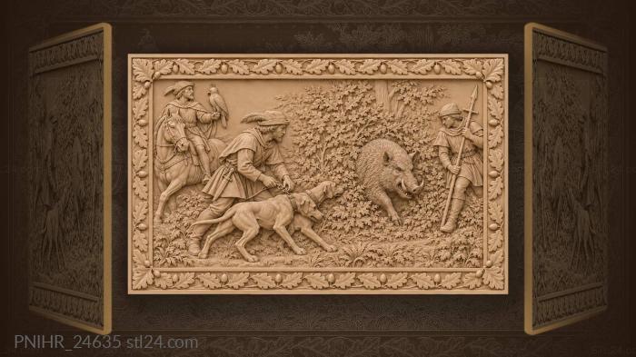 Hounds uncoupled as a boar breaks out 3d STL model