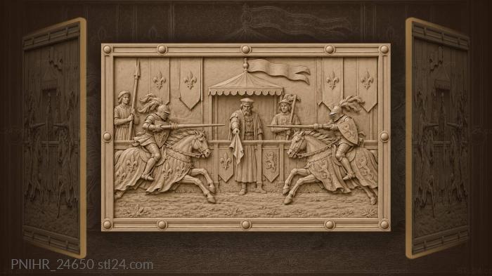 Tournament start knights charging lances lowered 3d STL model