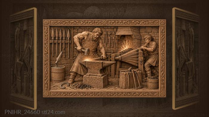 Boy at the bellows while the sword glows 3d STL model