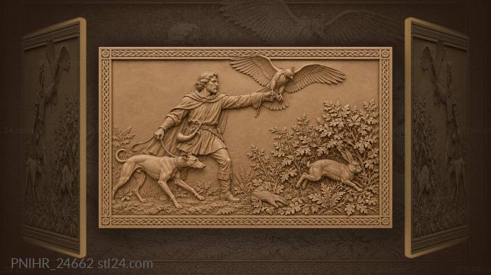 Falconer with peregrine hare chase 3d STL model