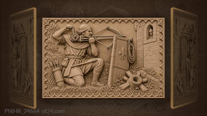 Archer preparing to shoot at tower 3d STL model