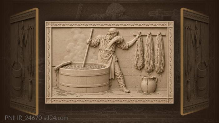 Dyer stirring indigo vat wool 3d STL model