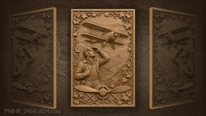 Vintage biplane over rolling hills 3d STL model