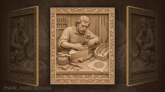 Lute maker applying delicate rib 3d STL model